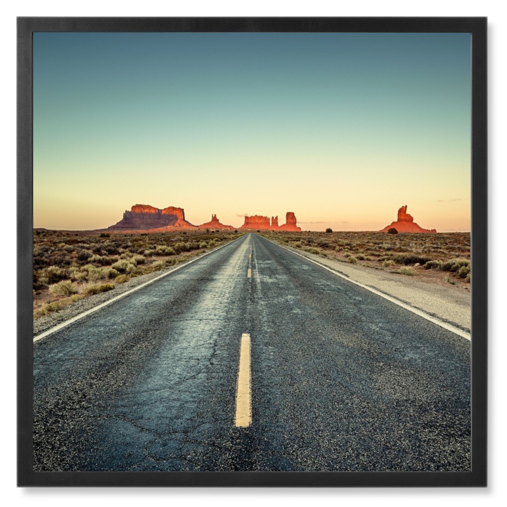 Wide Open Road Photo Tile, Black, Framed, 8x8, Multicolor