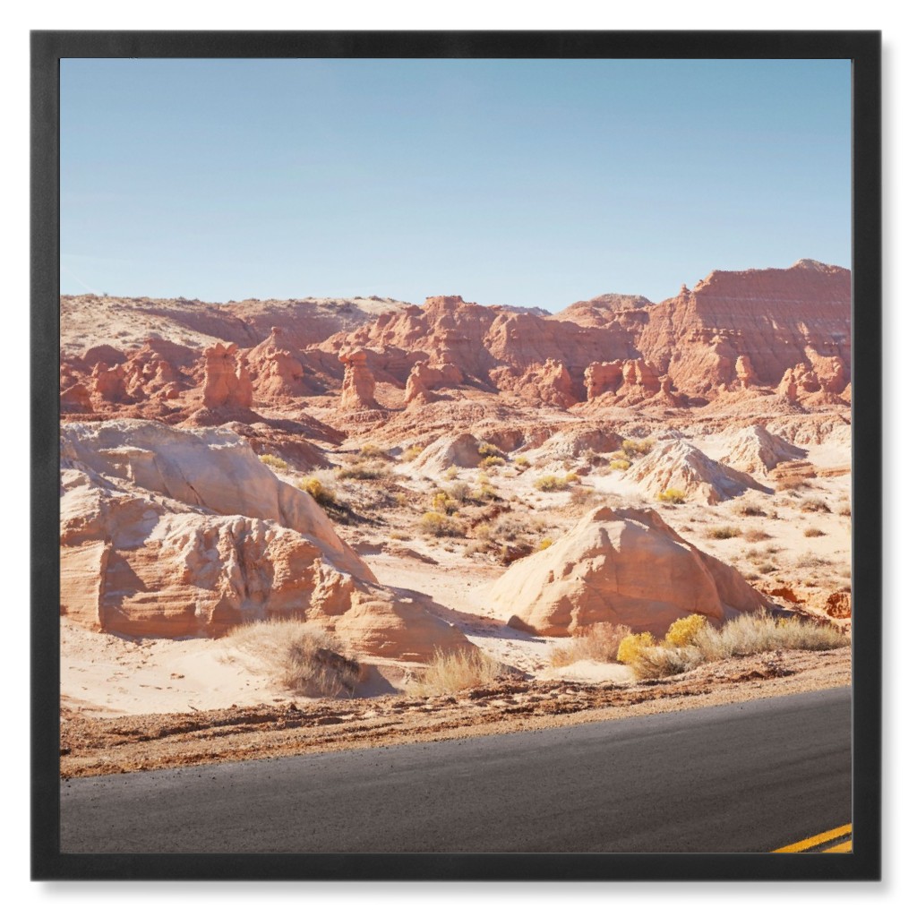 Route 66 Photo Tile, Black, Framed, 8x8, Beige, Pearl