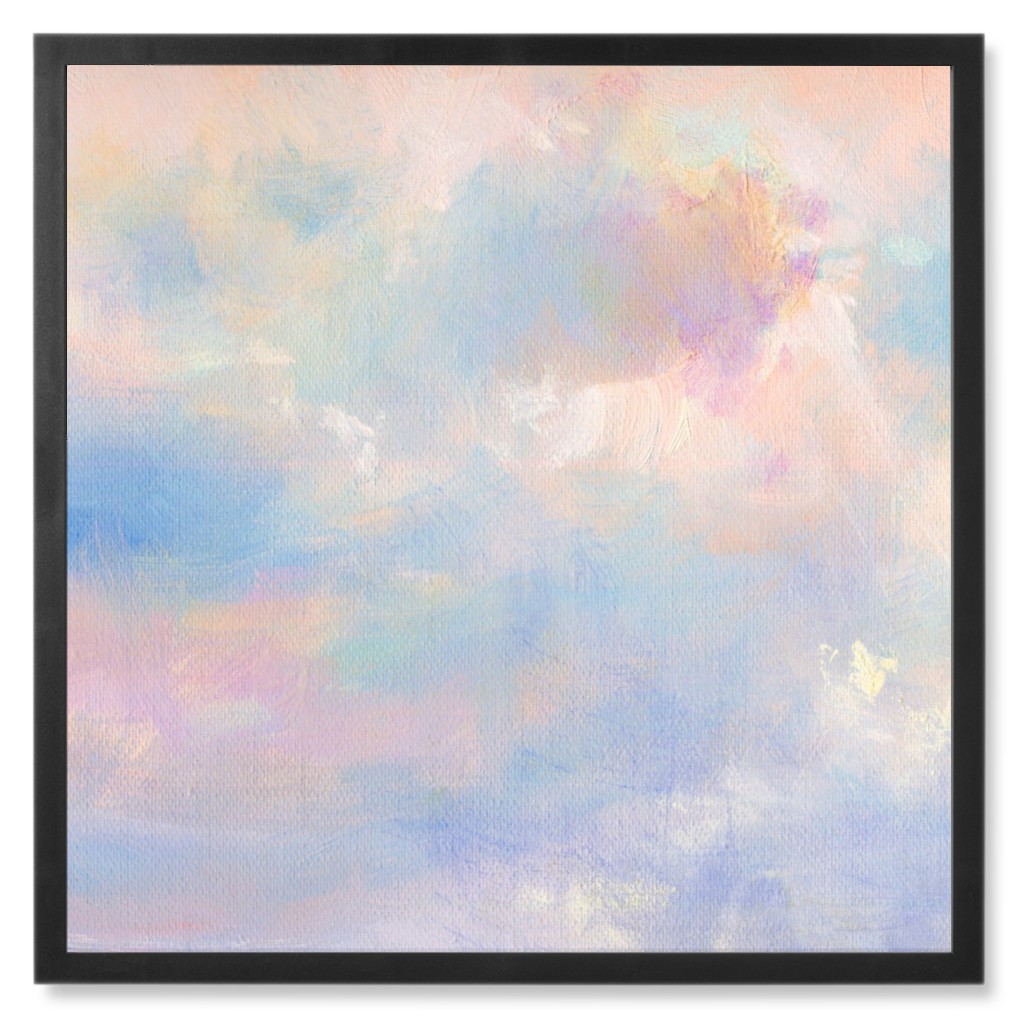 Pink Painted Clouds Photo Tile, Black, Framed, 8x8, Multicolor
