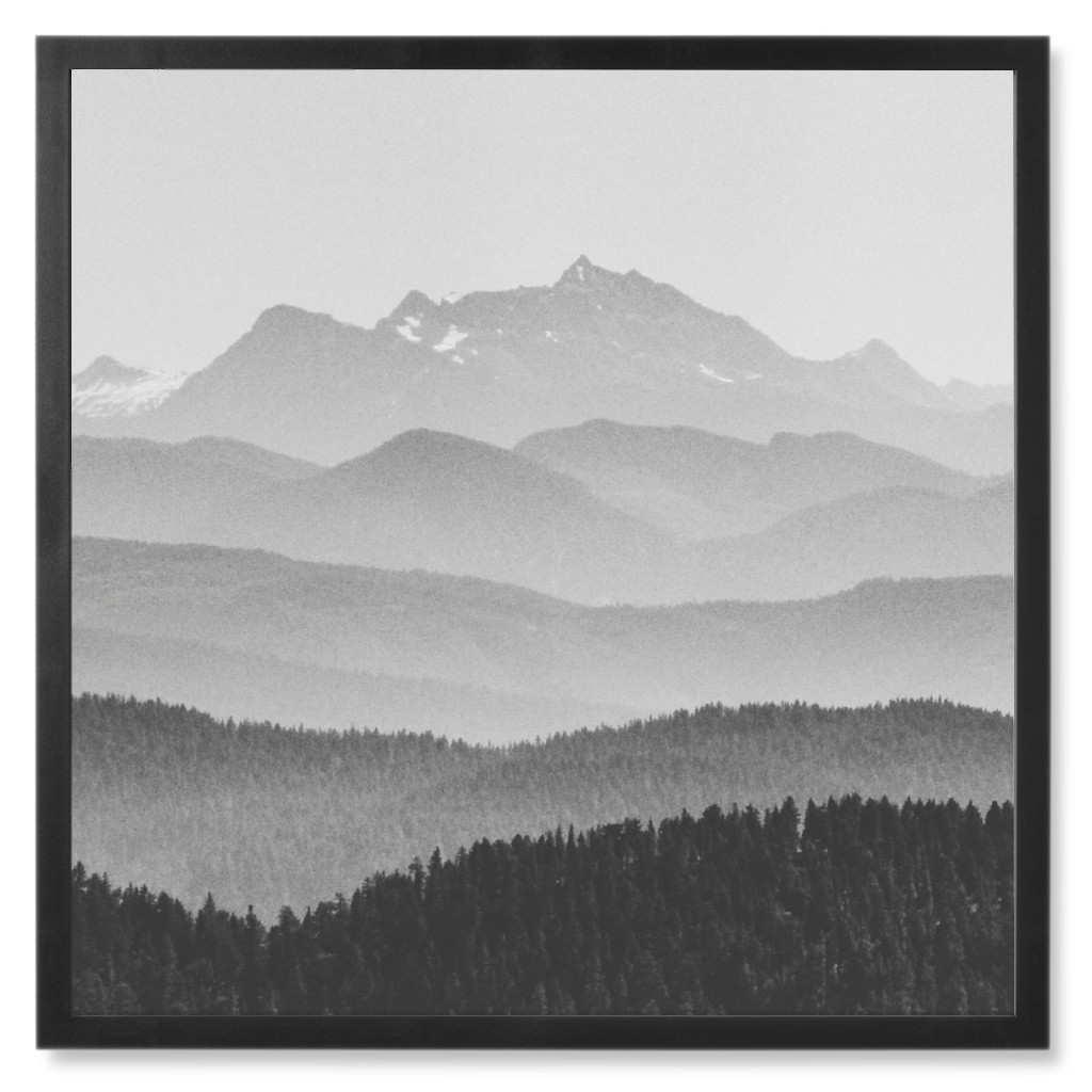 Vintage Mountains Photo Tile, Black, Framed, 8x8, Gray
