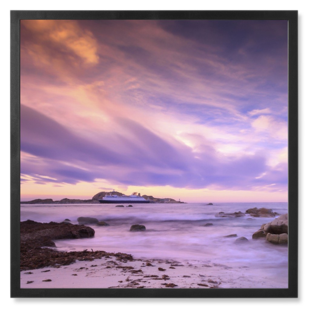 Purple Sky Photo Tile, Black, Framed, 8x8, Purple