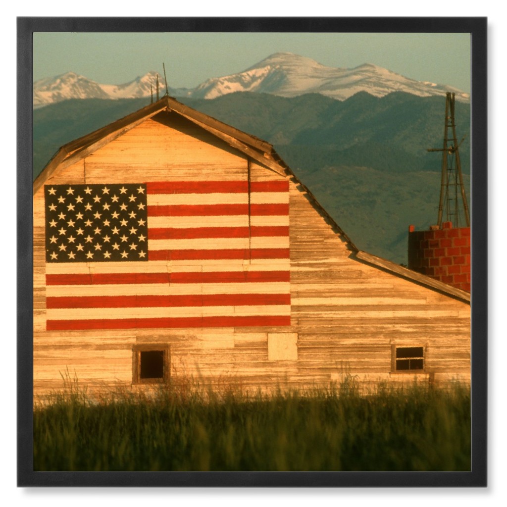 American Barn Photo Tile, Black, Framed, 8x8, Multicolor