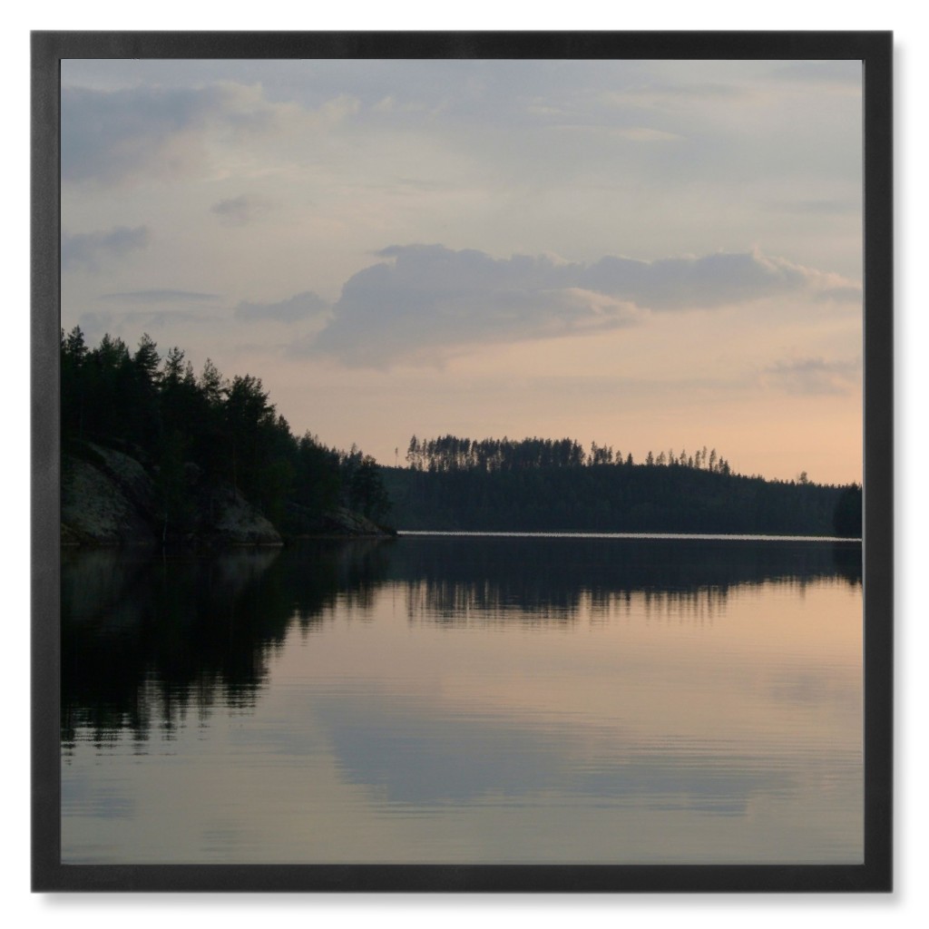 Serene Quiet Lake Moment Photo Tile, Black, Framed, 8x8, Blue