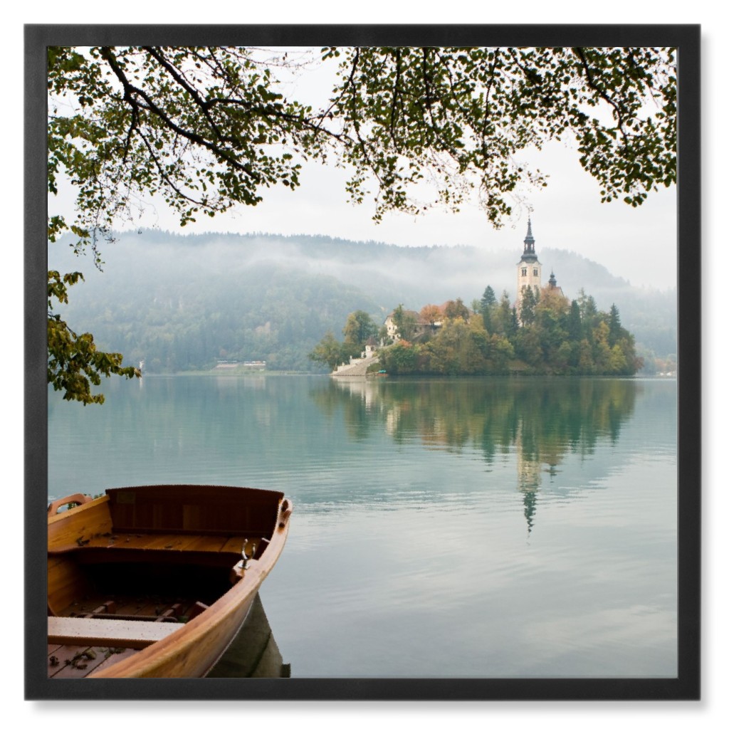 Views From the Row Boat Photo Tile, Black, Framed, 8x8, Multicolor