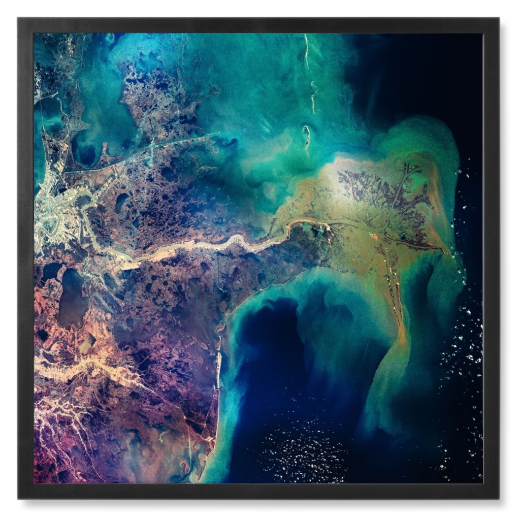 an Ocean View From the Top Photo Tile, Black, Framed, 8x8, Blue, True Blue