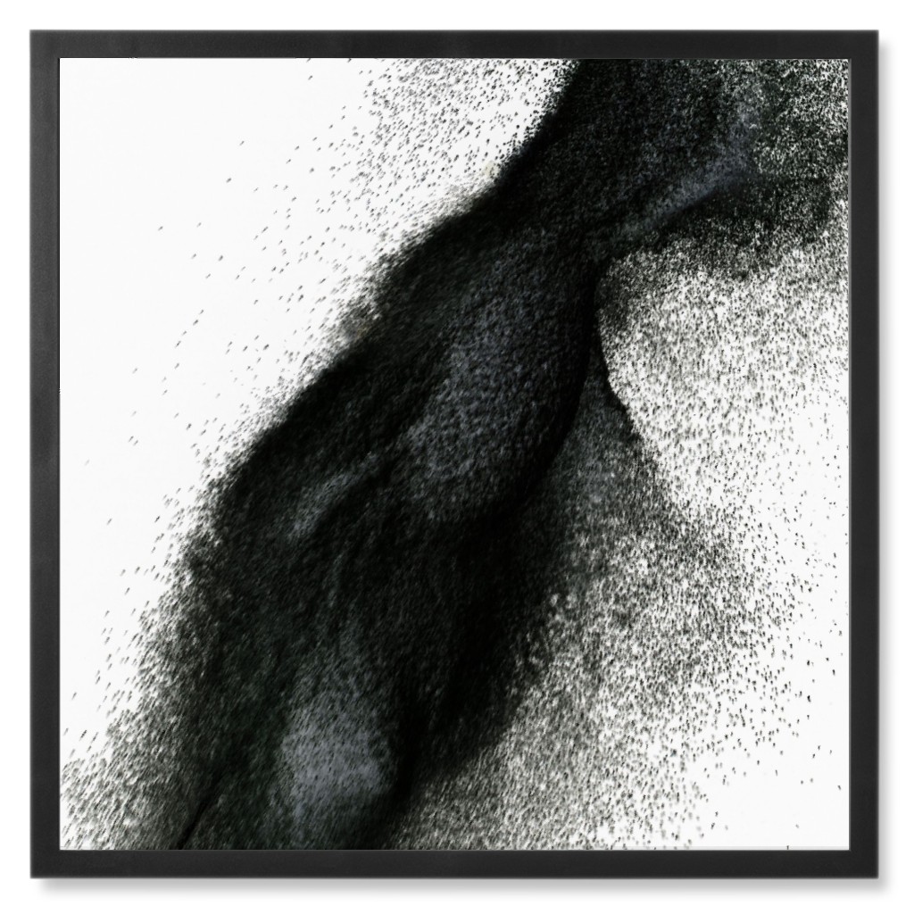 Swarming - Black and White Photo Tile, Black, Framed, 8x8, White, White