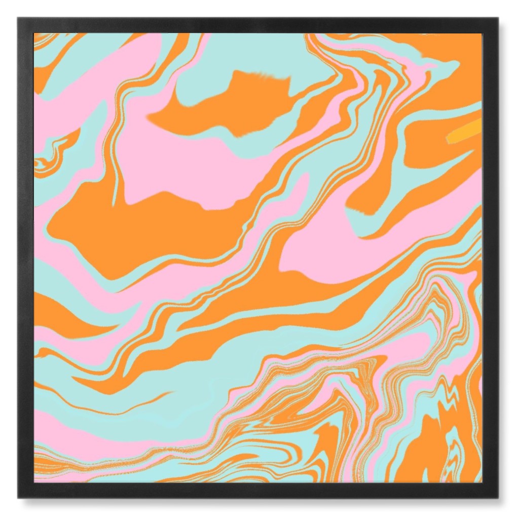 Marmor Photo Tile, Black, Framed, 8x8, Orange, Frost