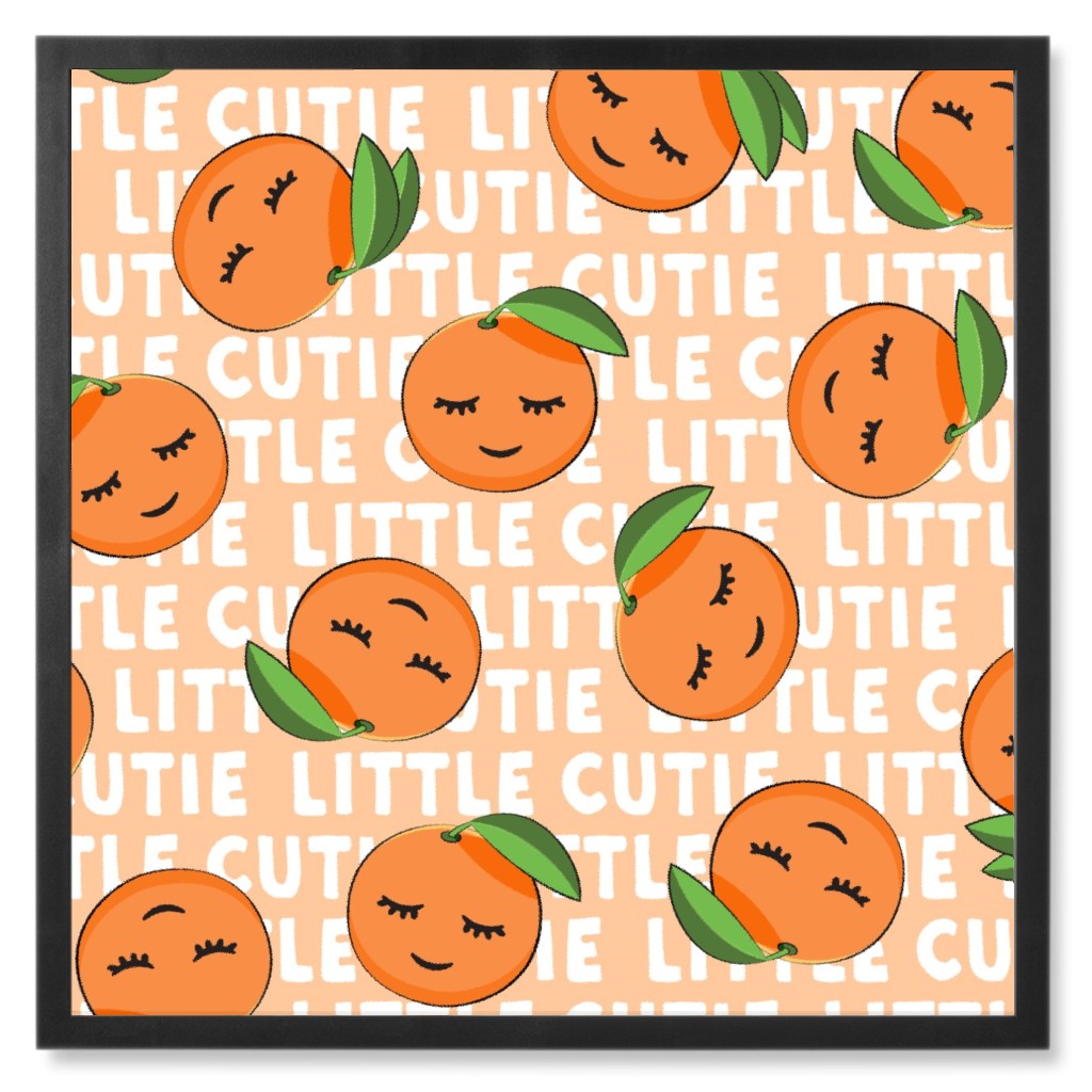 Little Cutie - Happy Oranges - Orange Photo Tile, Black, Framed, 8x8, Orange