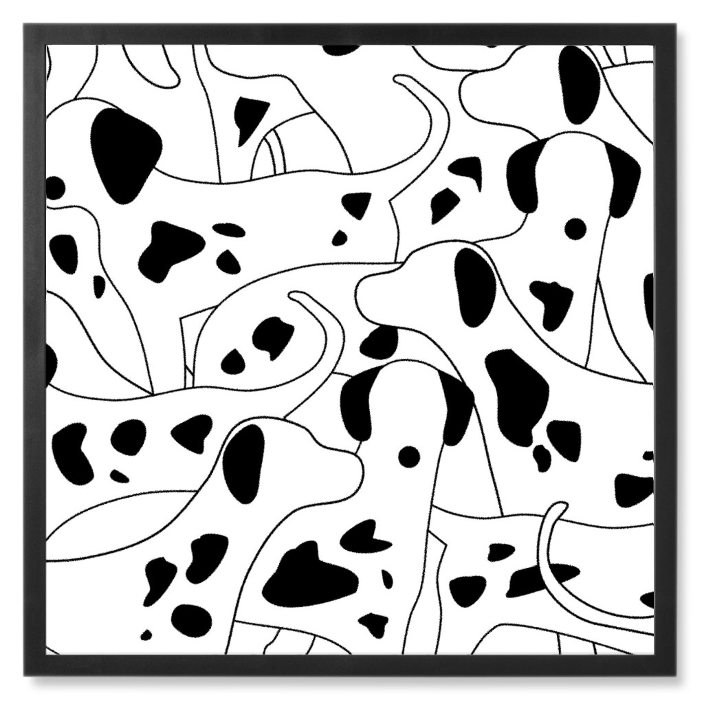 Dalmation Print Photo Tile, Black, Framed, 8x8, Black