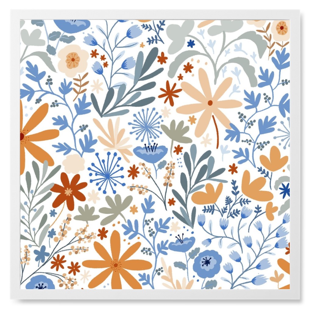 Floral Dance - Multi Photo Tile, White, Framed, 8x8, Multicolor