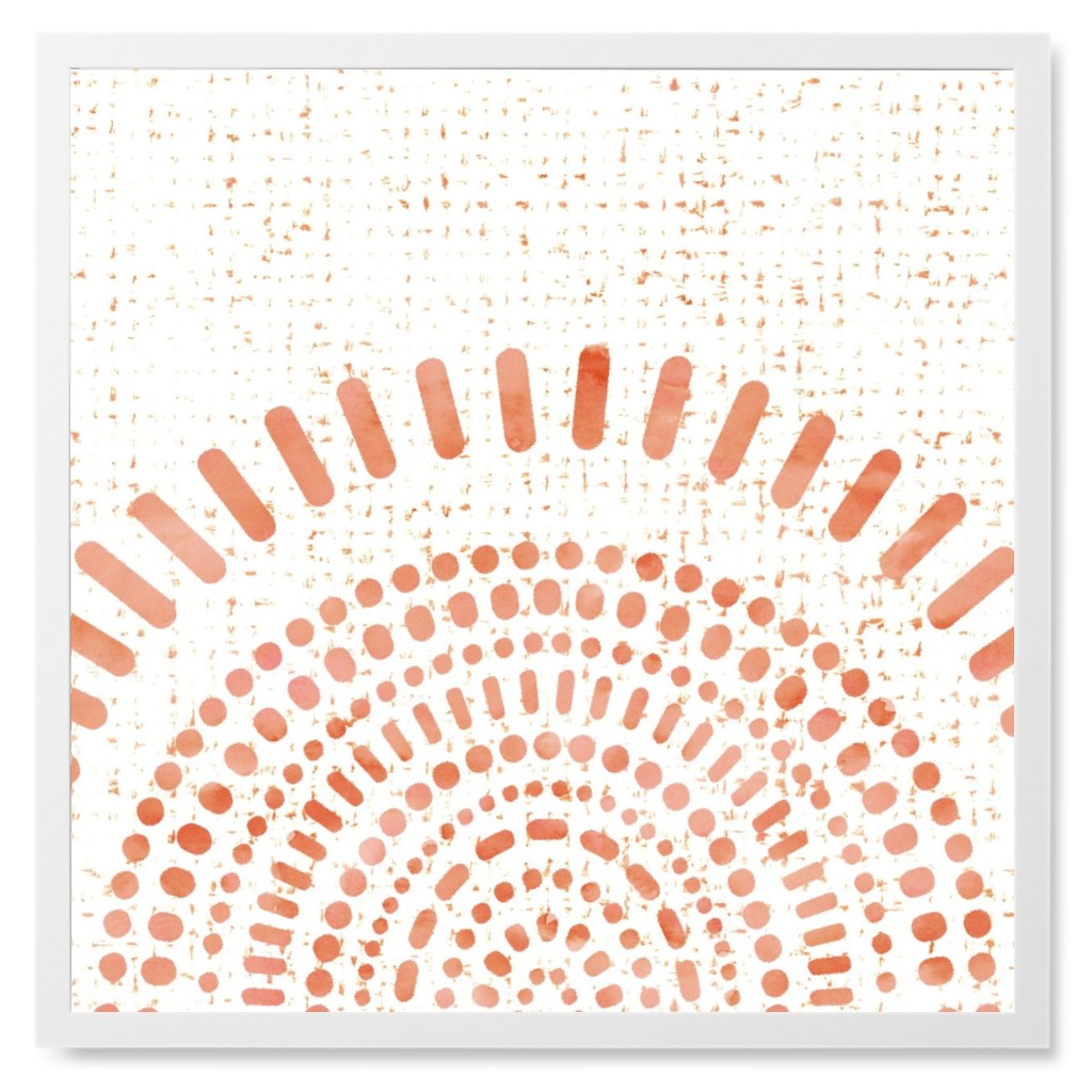 Rising Sun Photo Tile, White, Framed, 8x8, Orange