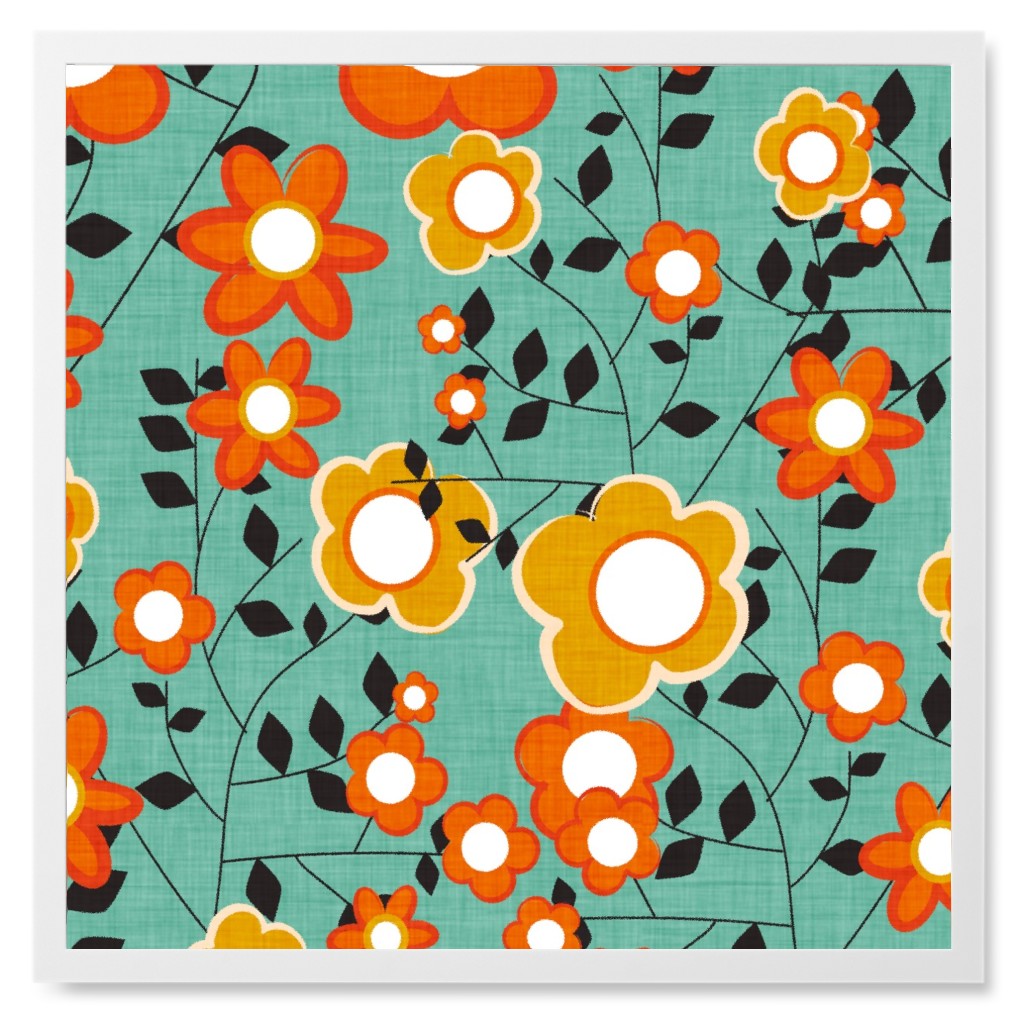 Field of Flowers Photo Tile, White, Framed, 8x8, Multicolor, Boardwalk