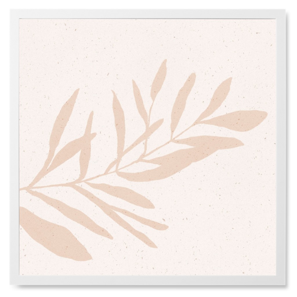 Delicate Fern - Beige Photo Tile, White, Framed, 8x8, Beige