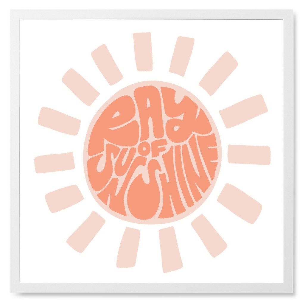 Ray of Sunshine Photo Tile, White, Framed, 8x8, Pink