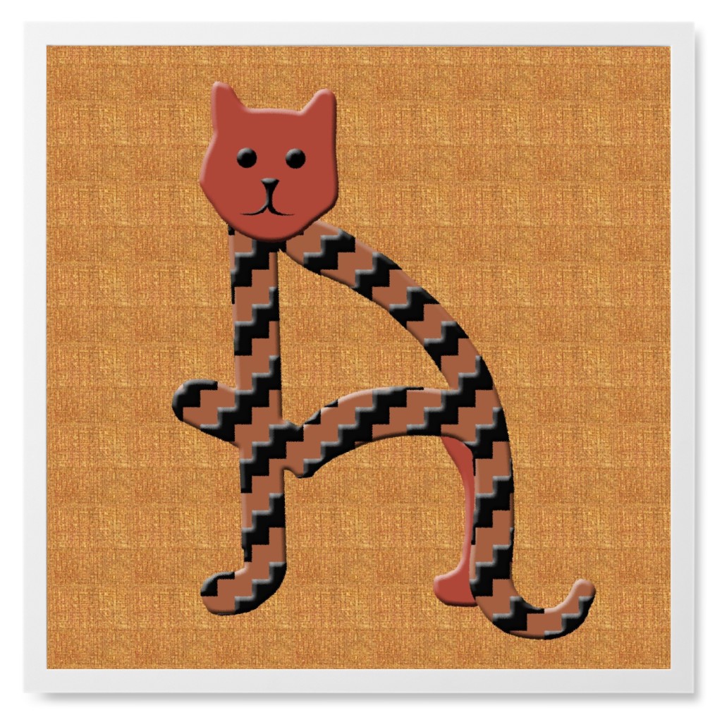 Cat Alphabet - a Photo Tile, White, Framed, 8x8, Orange