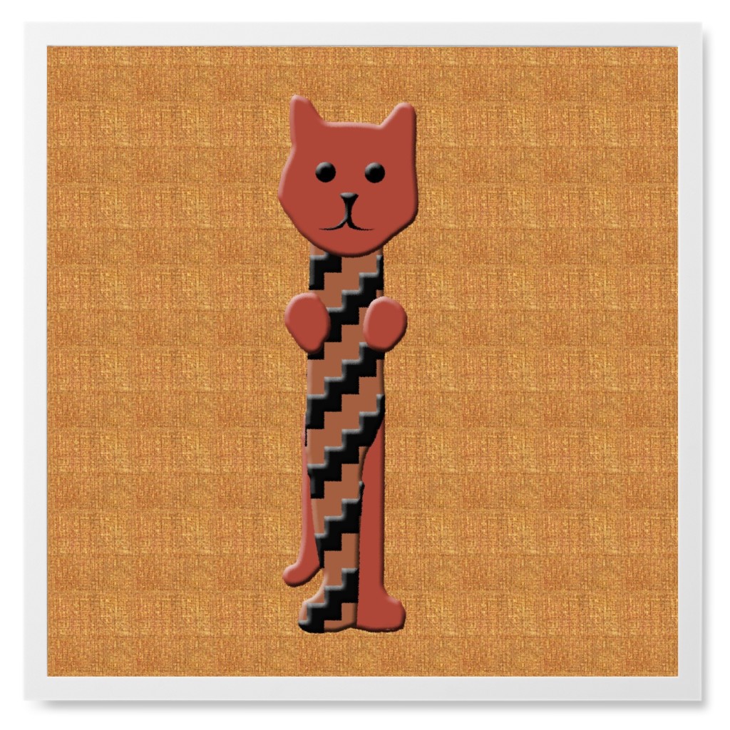 Cat Alphabet - I Photo Tile, White, Framed, 8x8, Orange