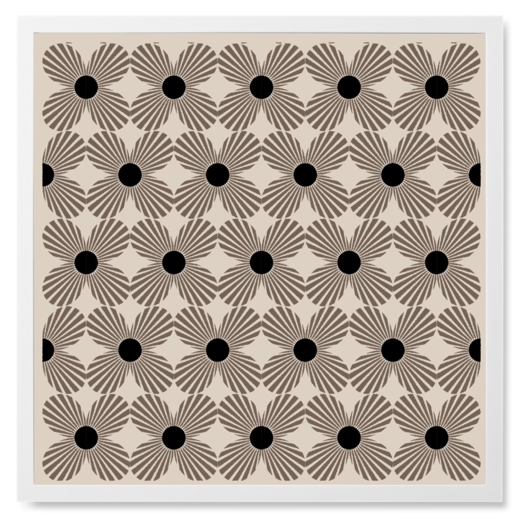 Grow Flowers - Black and Beige Photo Tile, White, Framed, 8x8, Black, Black