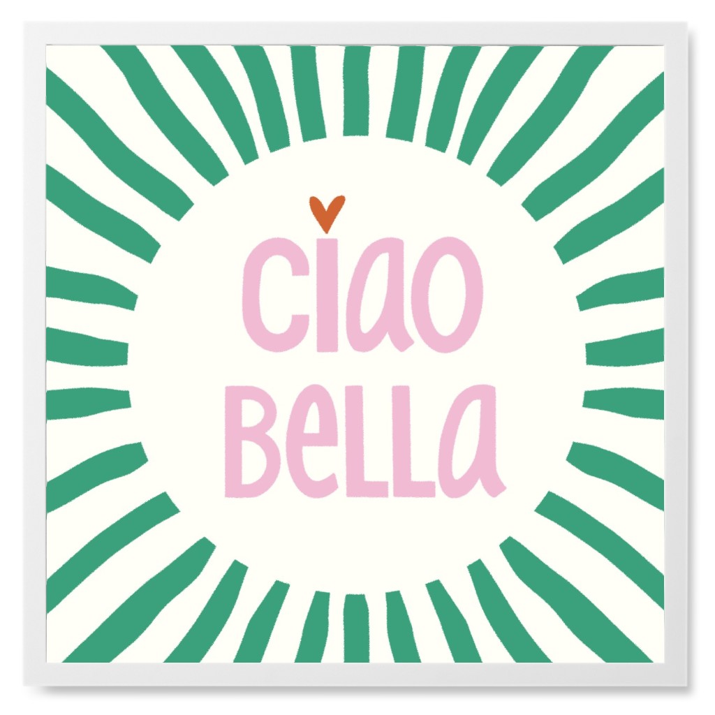 Ciao Bella Photo Tile, White, Framed, 8x8, Green