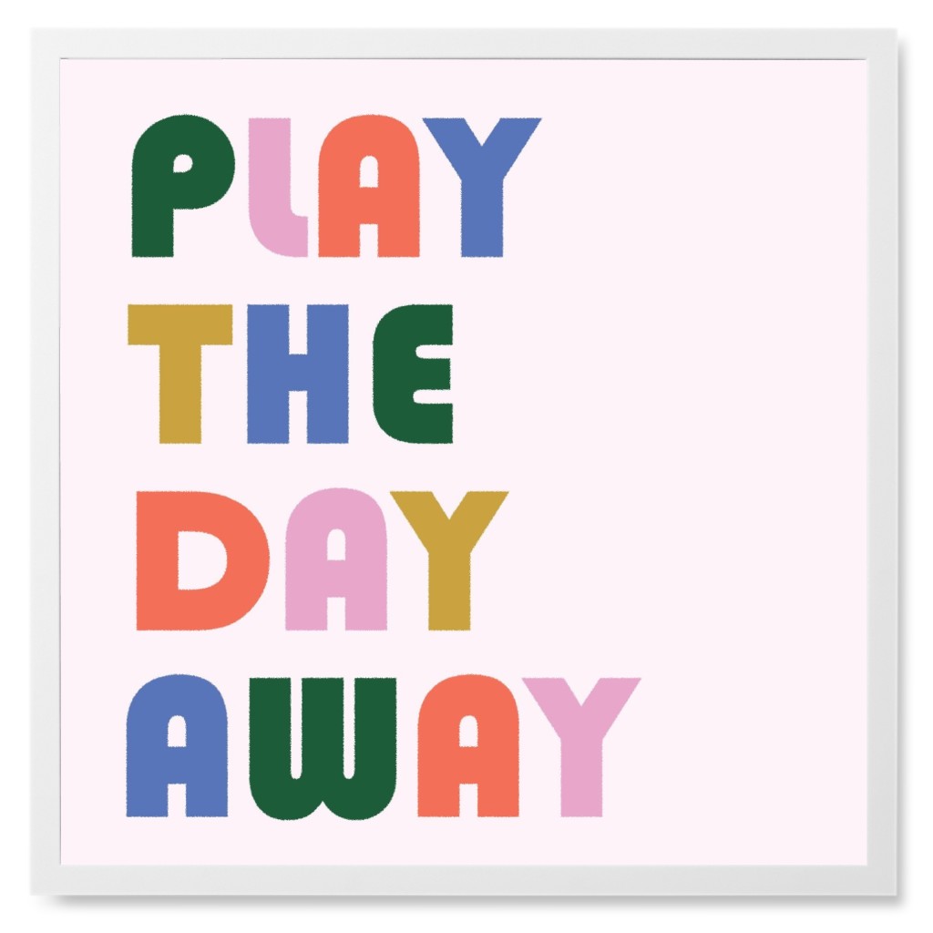 Play the Day Away - Multi on Pink Photo Tile, White, Framed, 8x8, Multicolor