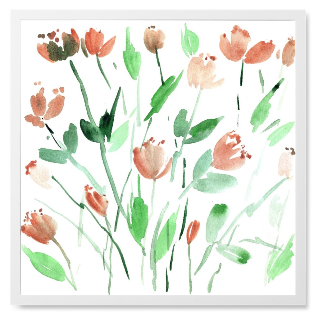 Midsummer Bloom in Italy Photo Tile, White, Framed, 8x8, Orange