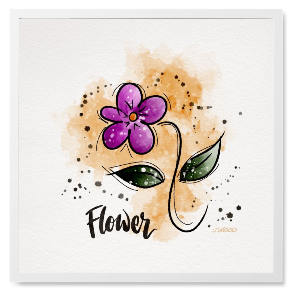 Flower - Pink and Yellow Photo Tile, White, Framed, 8x8, Pink, Bright Pink