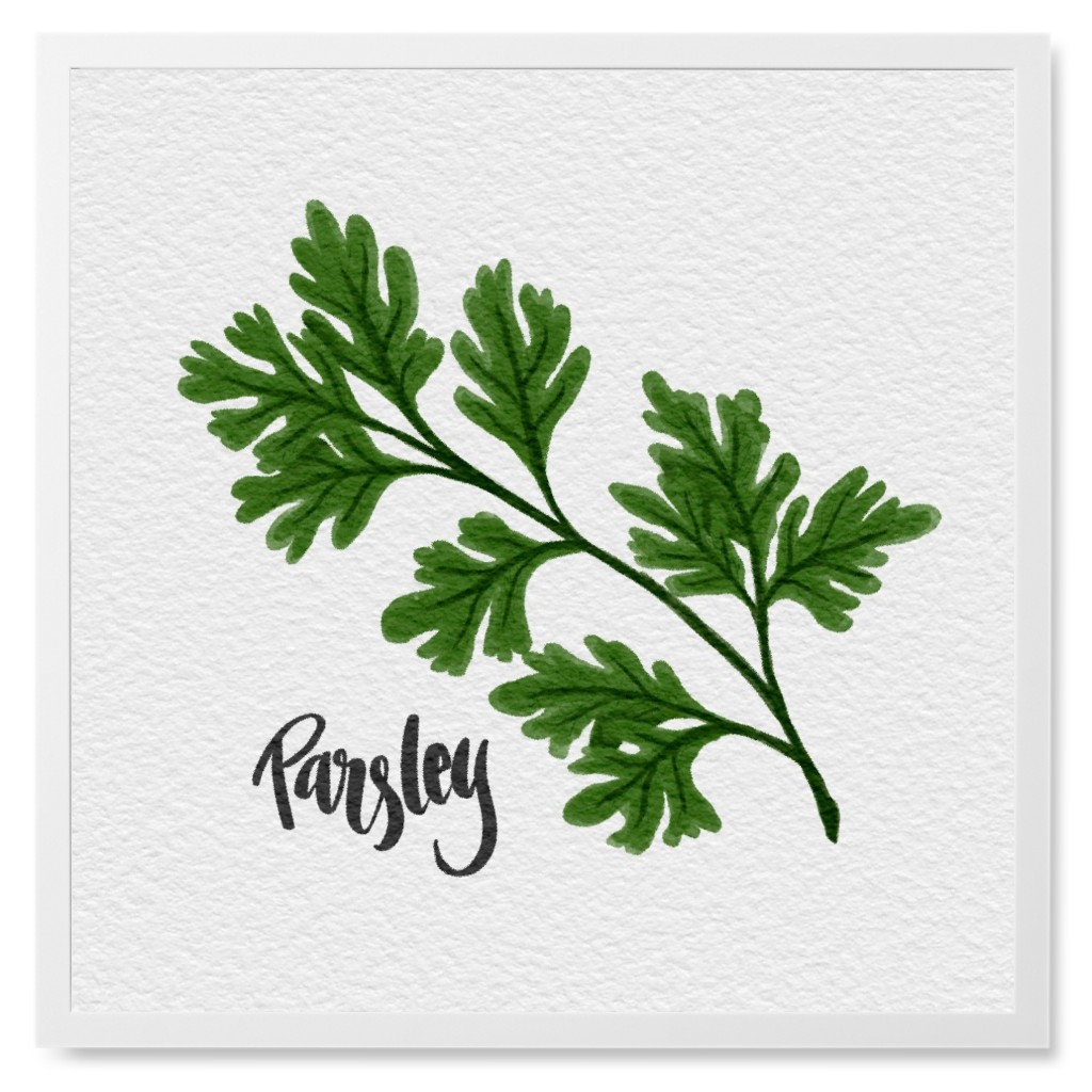 Parsley - Green Photo Tile, White, Framed, 8x8, Green, Classic Green