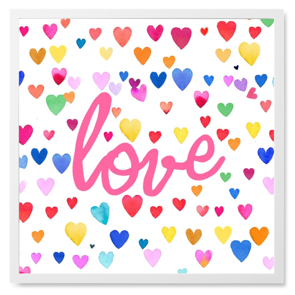 Love Hearts - Multi Photo Tile, White, Framed, 8x8, Multicolor