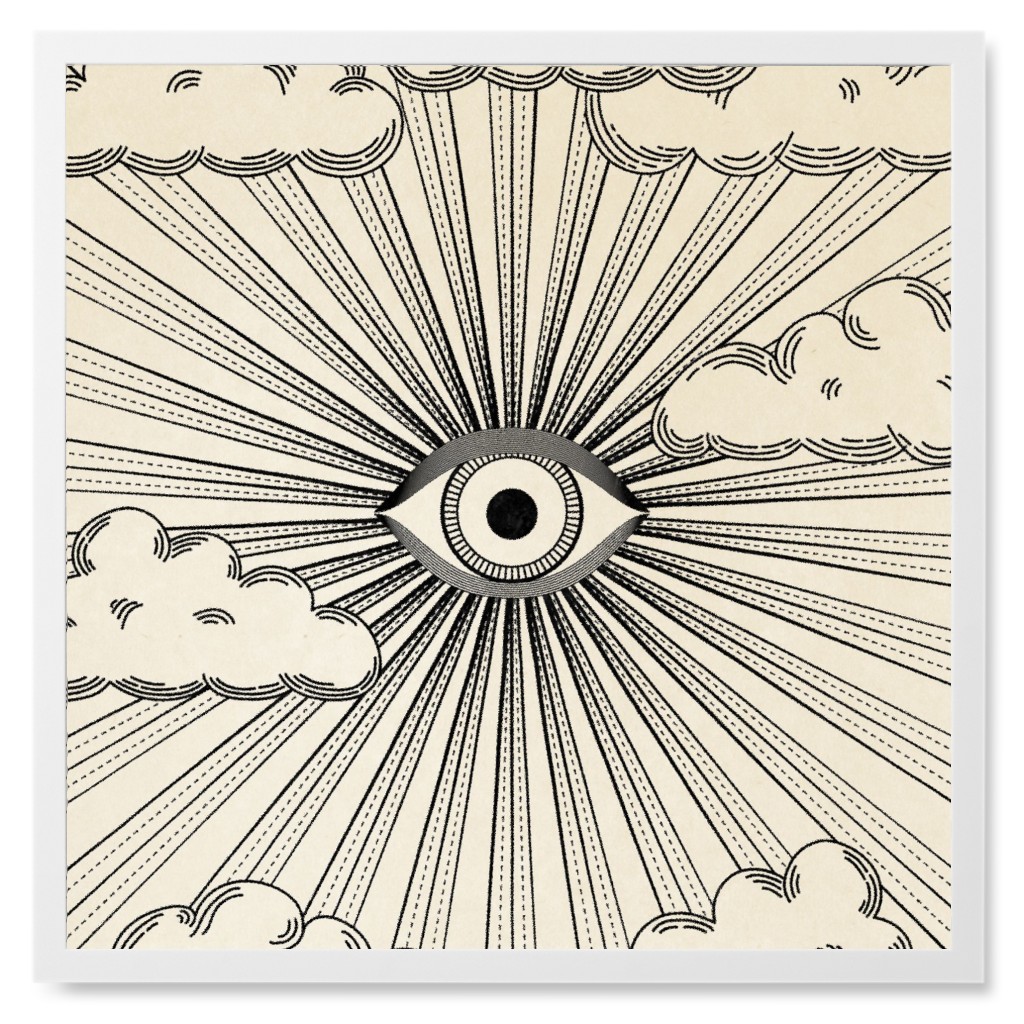 Eye Scene Photo Tile, White, Framed, 8x8, Beige