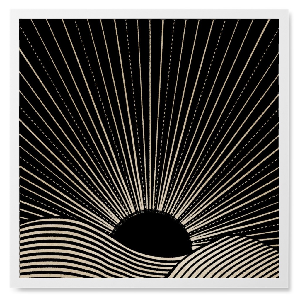 Sun Scene Photo Tile, White, Framed, 8x8, Black, Rich Black