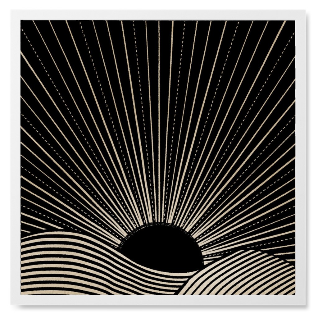 Sun Scene Photo Tile, White, Framed, 8x8, Black