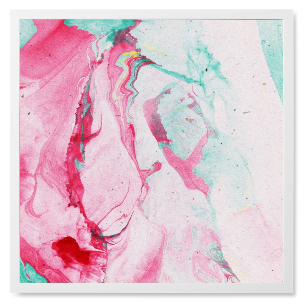Pink Paint Splatter Photo Tile, White, Framed, 8x8, Pink