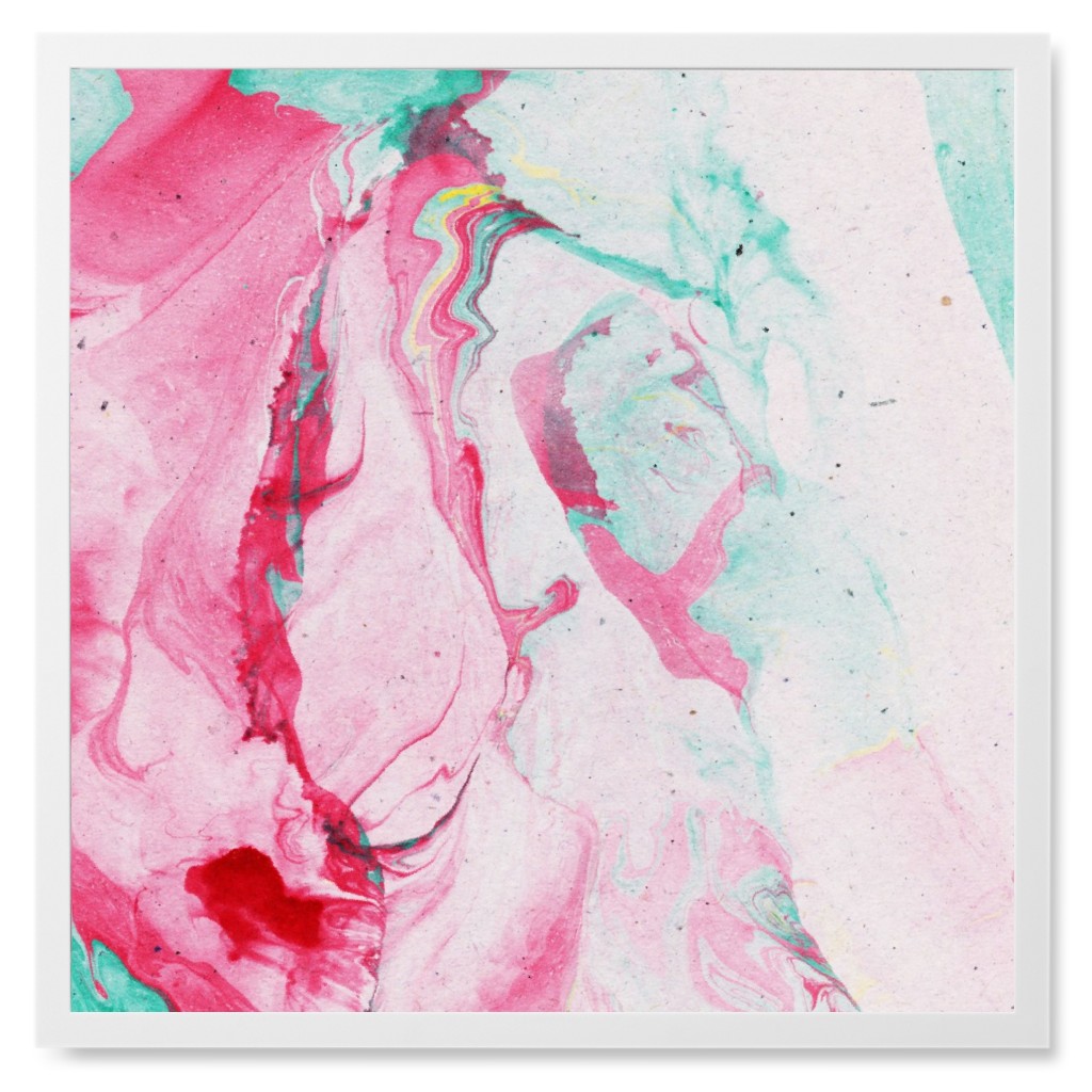 Pink Paint Splatter Photo Tile, White, Framed, 8x8, Pink, Bright Pink