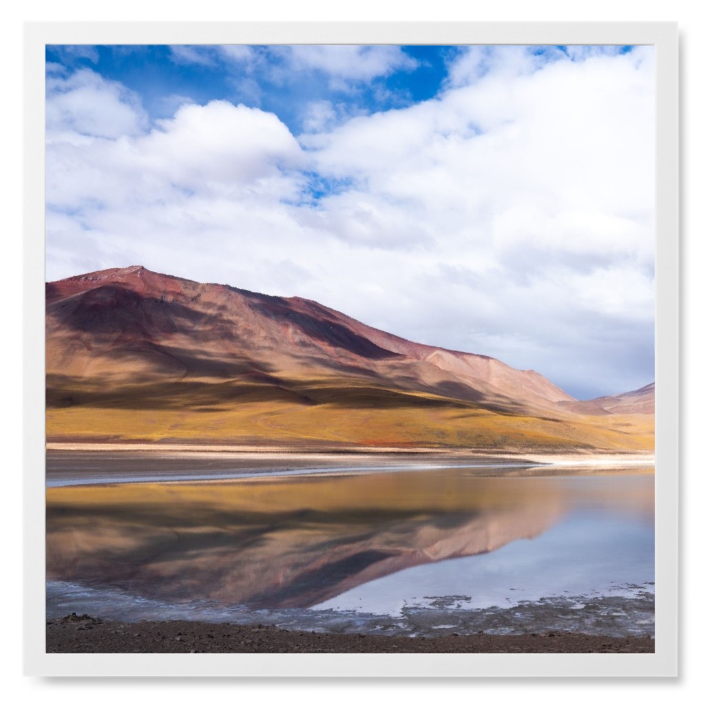 Highland Reflection Photo Tile, White, Framed, 8x8, Blue, True Blue