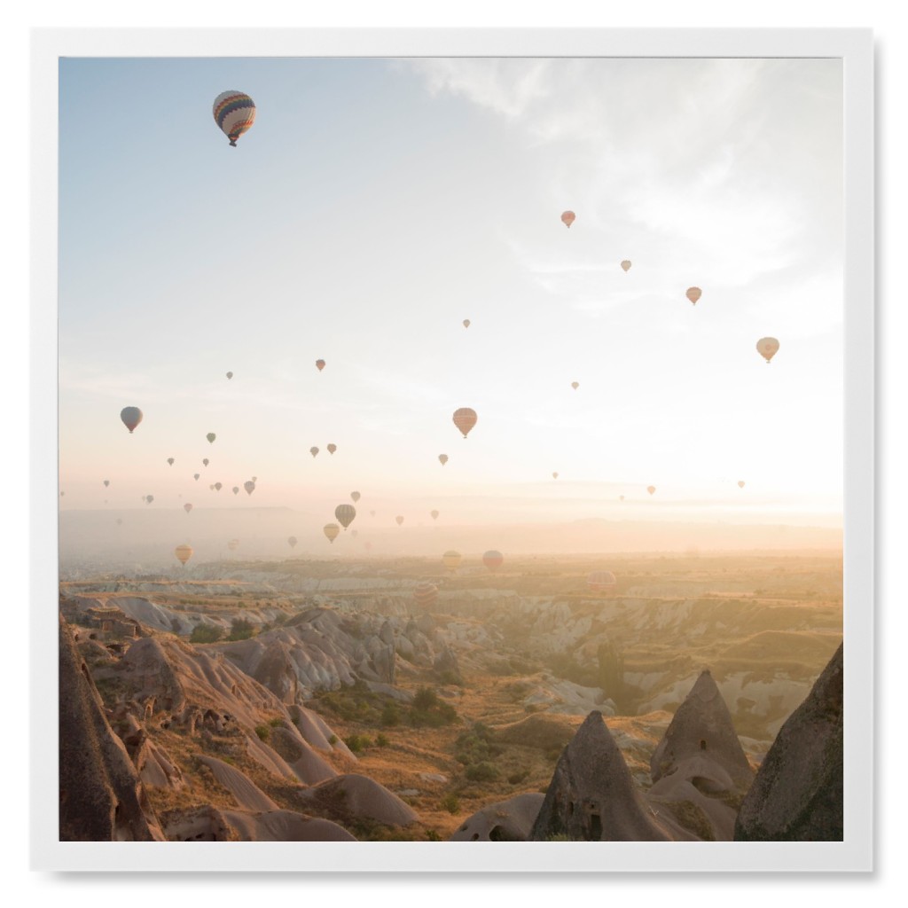 Hot Air Balloons Photo Tile, White, Framed, 8x8, Multicolor