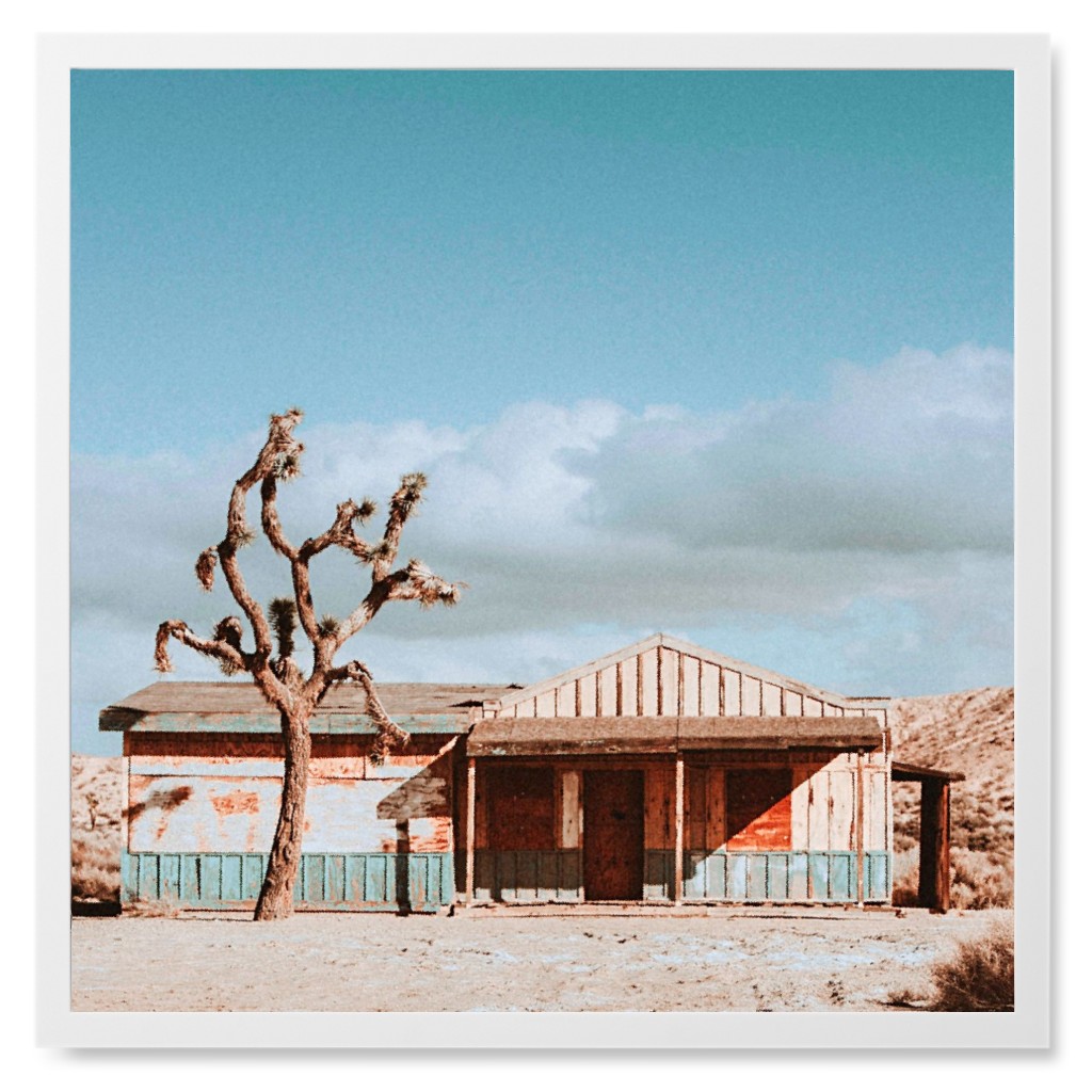 Desert Outpost Photo Tile, White, Framed, 8x8, Blue, True Blue