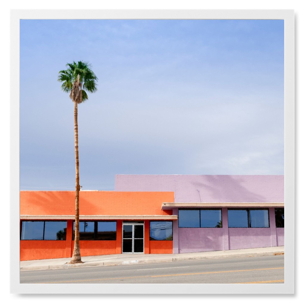 Vibrant Palm Springs Photo Tile, White, Framed, 8x8, Multicolor