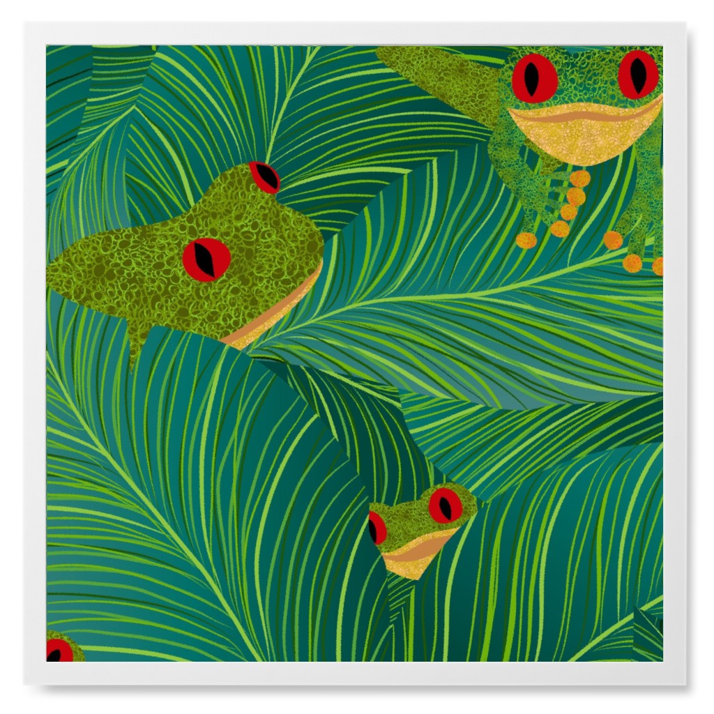 Island Peepers Photo Tile, White, Framed, 8x8, Green, Classic Green