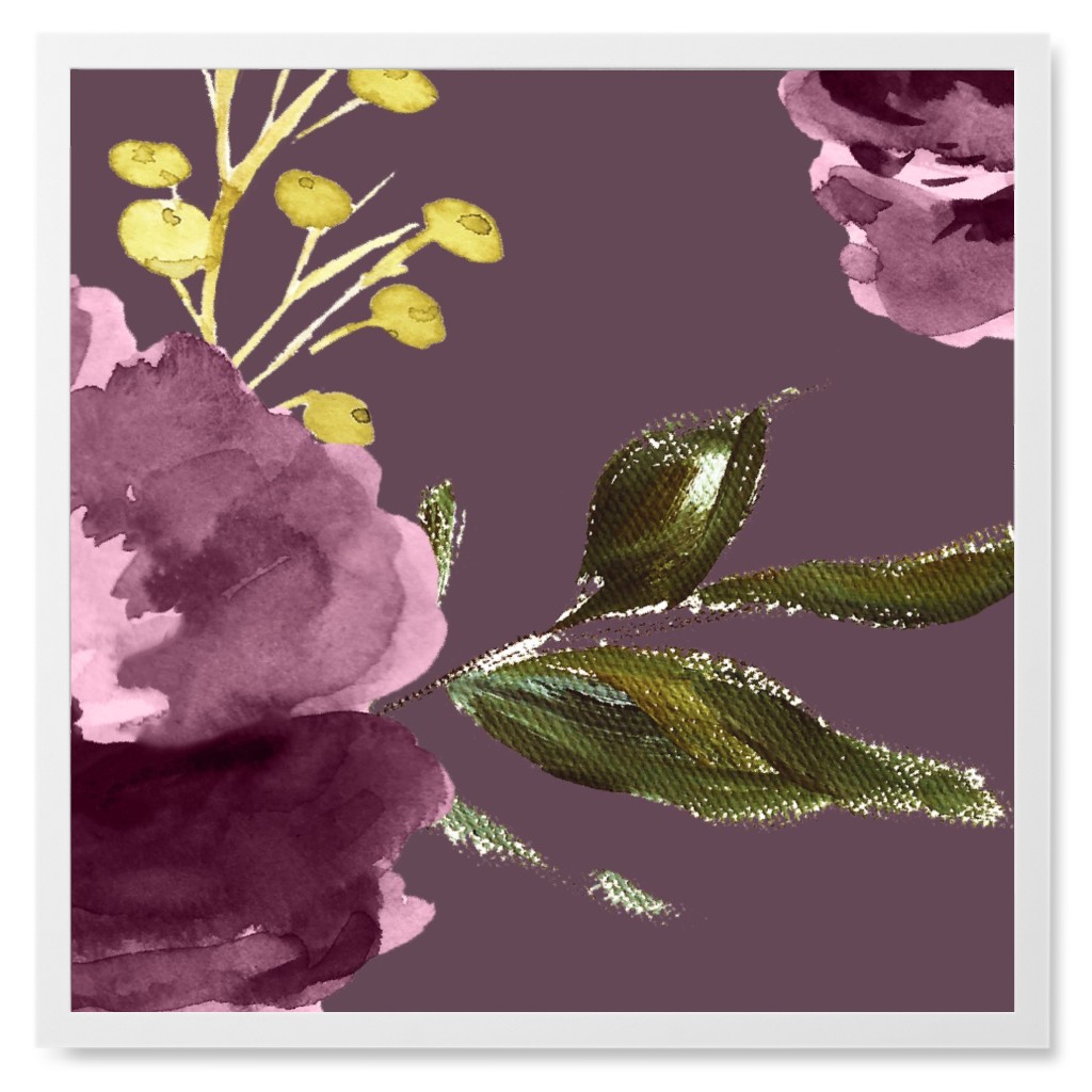 Amaranda Blooms - Plum Photo Tile, White, Framed, 8x8, Purple