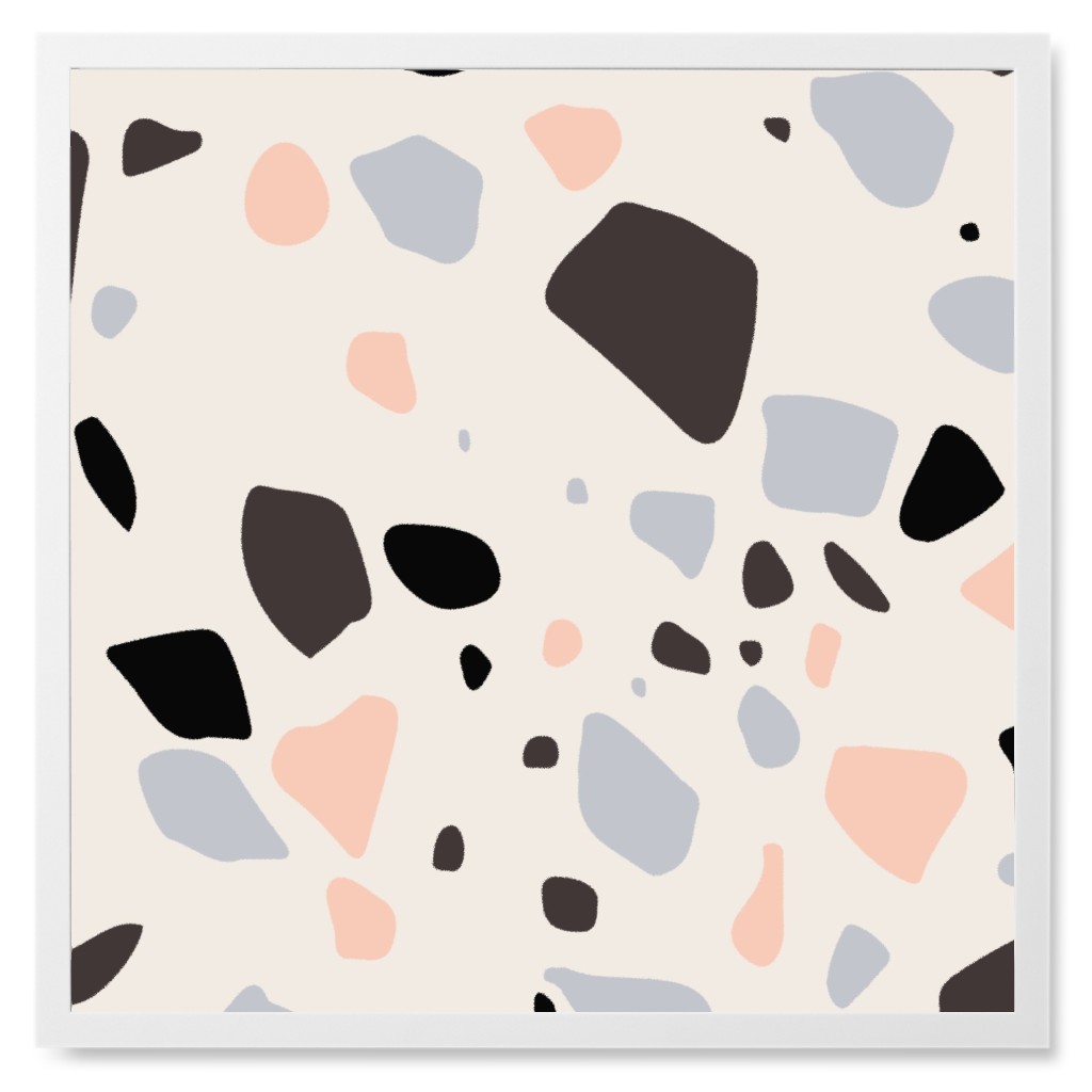 Terrazzo - Coral and Lilac Photo Tile, White, Framed, 8x8, Multicolor