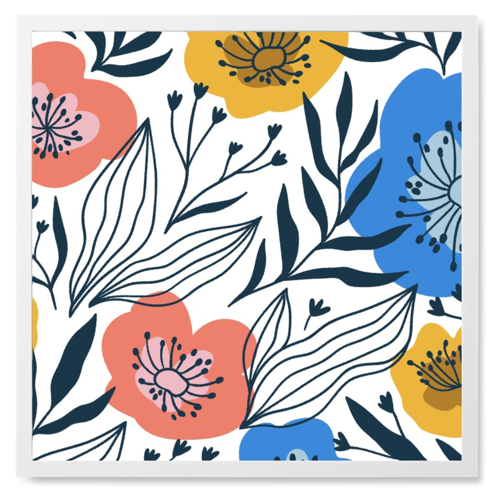 Colorful Flowers - Multi Photo Tile, White, Framed, 8x8, Multicolor