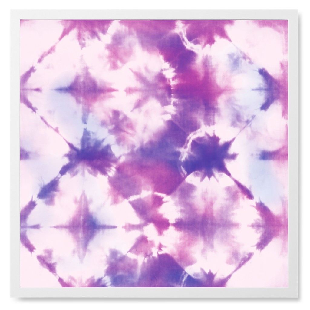 Tie-Dye - Purple and Pink Photo Tile, White, Framed, 8x8, Purple