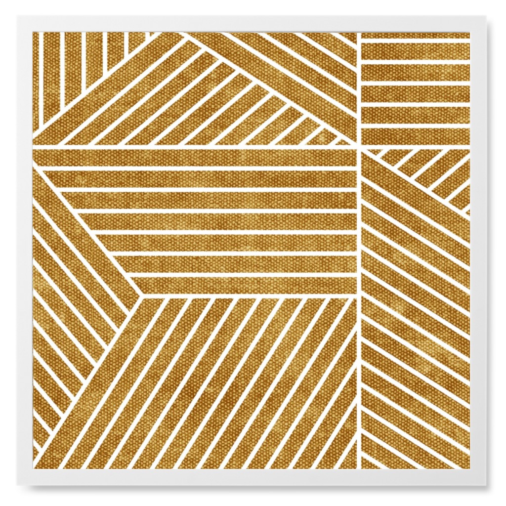 Bohemian Geometric Tiles - Mustard Photo Tile, White, Framed, 8x8, Yellow