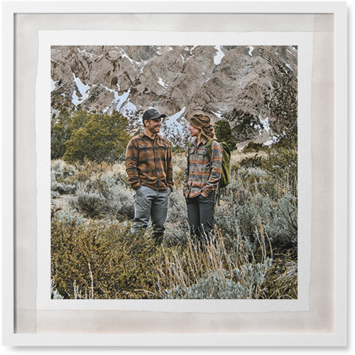 Washed Border Photo Tile, White, Framed, 8x8, Gray, gray