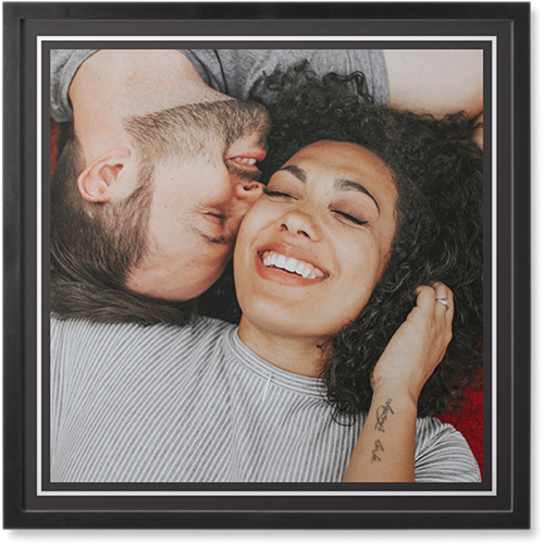 Simple Border of One Photo Tile, Black, Framed, 8x8, Gray