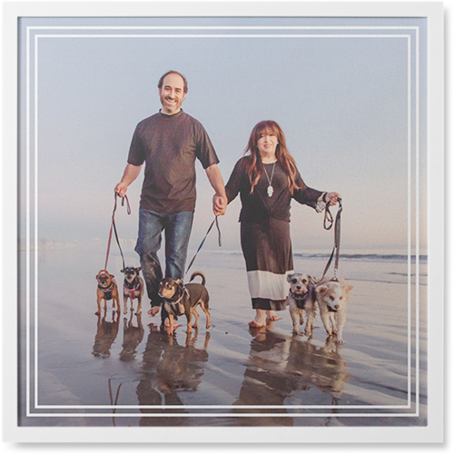 Double Border Photo Tile, White, Framed, 8x8, White, white