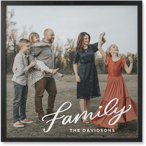 Family Letters Photo Tile, Black, Framed, 8x8, White, white
