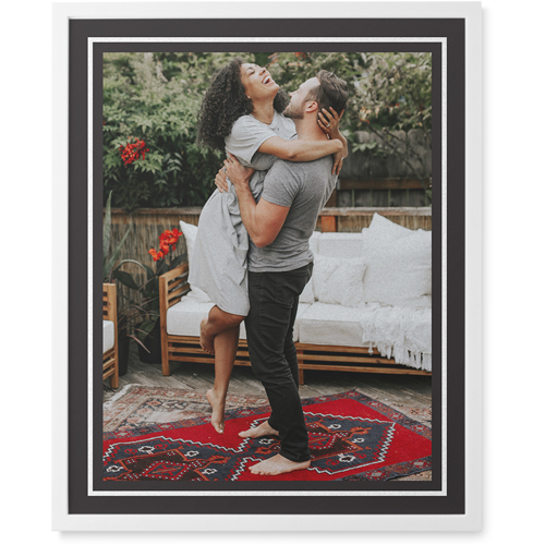 Simple Border of One Photo Tile, White, Framed, 8x10, Gray, charcoal