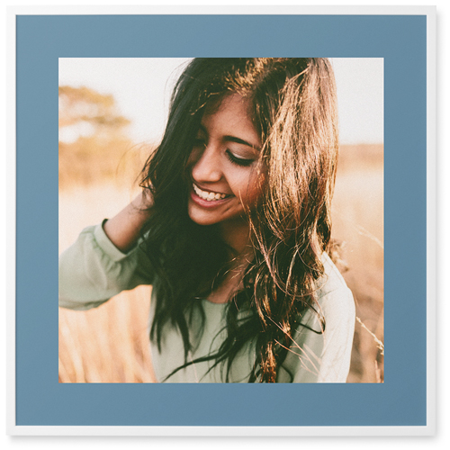 My Border Photo Tile, White, Framed, 12x12, Blue, silver lake