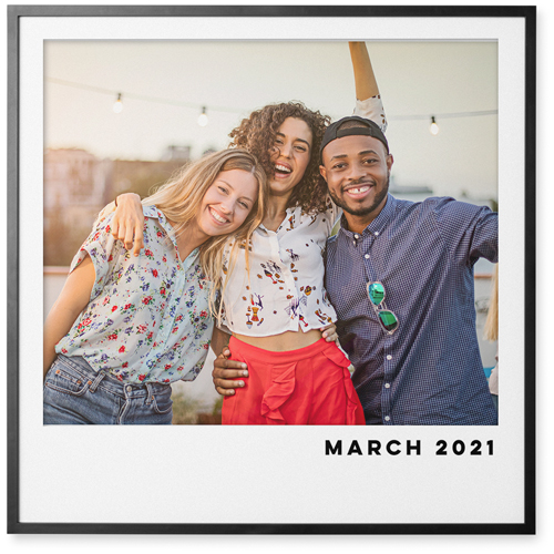 Minimal Border Photo Tile, Black, Framed, 16x16, White, white