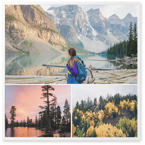 Three Piece Photo Tile, White, Framed, 16x16, Multicolor
